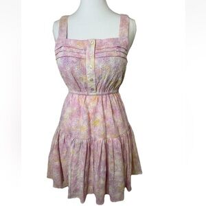 Floral Eyelet Mini Dress in Pink and Yellow NWOT